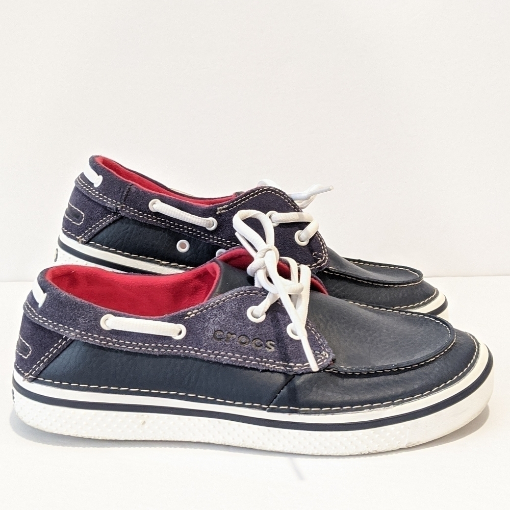 Crocs Boys Navy Blue Boat Shoes Size 6 Nautical